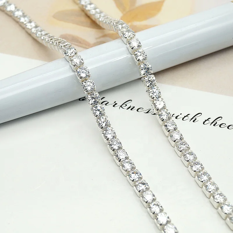 

3mm Iced Tennis Chain 925 Bracelet Necklace Zircon Stone Chain Making Men Women for Pure Silver Chain 925 Sterling Cruxifuc
