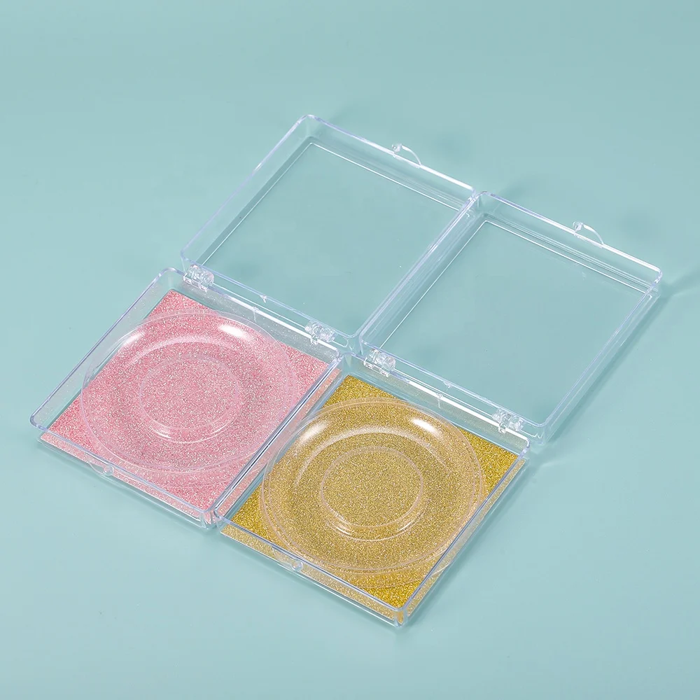 

Wholesale private label square transparent False eyelashes box empty eyelash tray mink eye lash trays