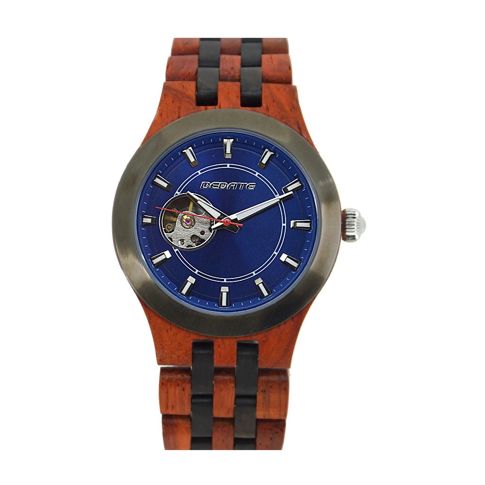 

New wooden wrist watch mechanical movement wood wrist watch automatic for discount sale