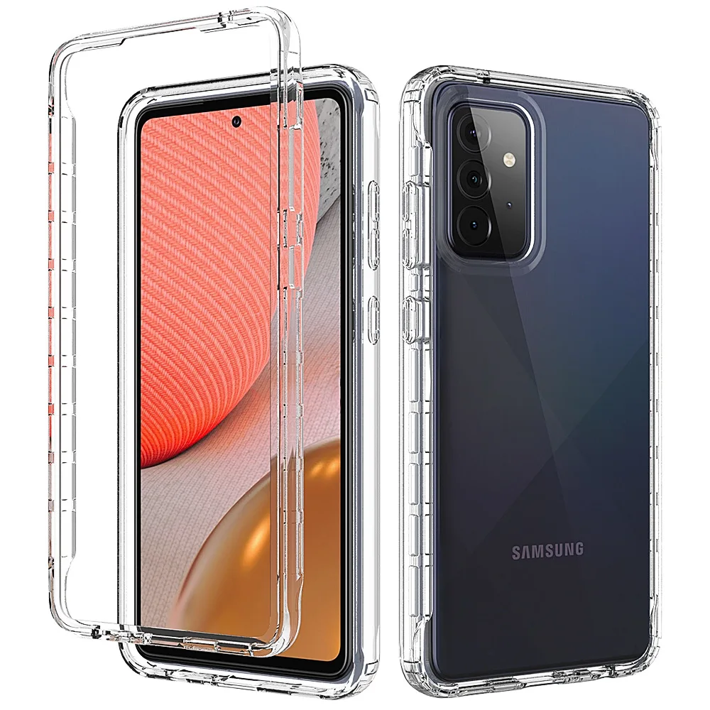 

High Clear Tpu Pc Bumper Antishock 360 Full Protection Coverage Phone Case For Samsung Galaxy A72 5G 52 S21 S20 Note 20 Ultra, Colorful gradient ramp