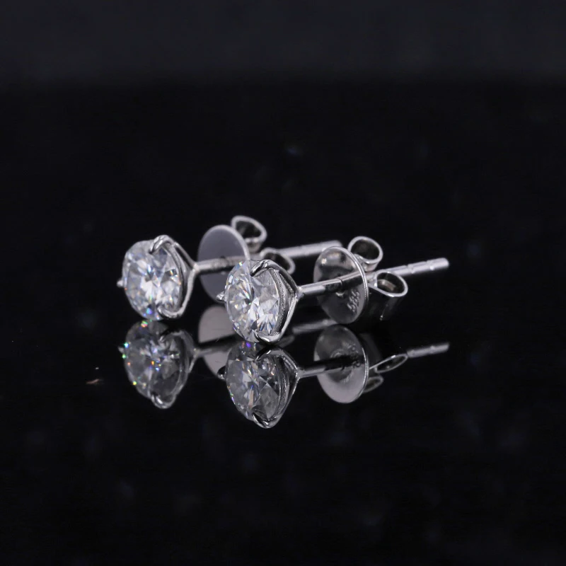 

Starsgem round cut moissanite jewelry DEF VVS diamond 14k white gold Stud Earrings