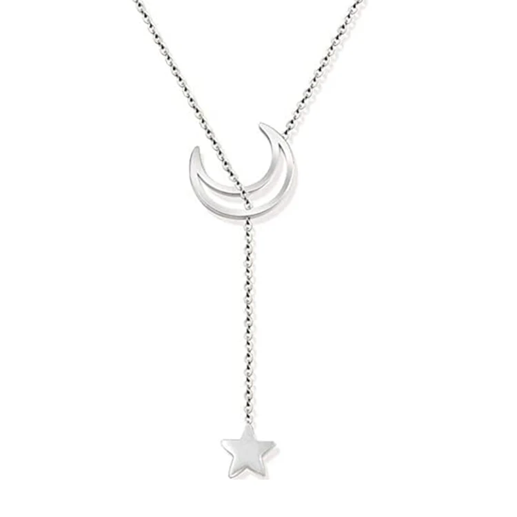 

High Quality Romantic Gold Silver Plated Star Moon Necklaces for Women, Picture shows