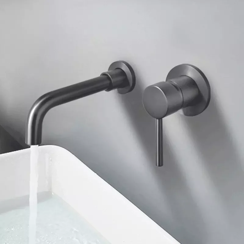 

Factory Supply Wall Mounted Brass Material And Brushed Grey Wash Basin Taps Sink Faucets For Wholesale