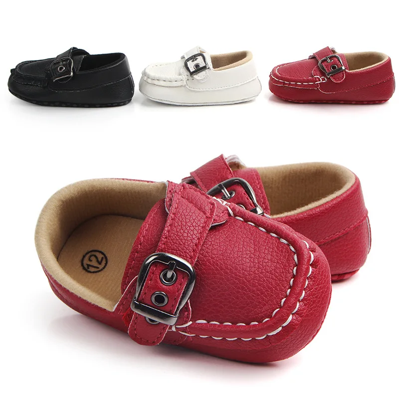 

New Arrival Pu Leather Soft Sole First Walker Moccasins loafers Boy Baby Shoes, White,black,red