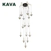 Nordic modern spiral stair iron arm metal hanging glass project long chandelier pendant light