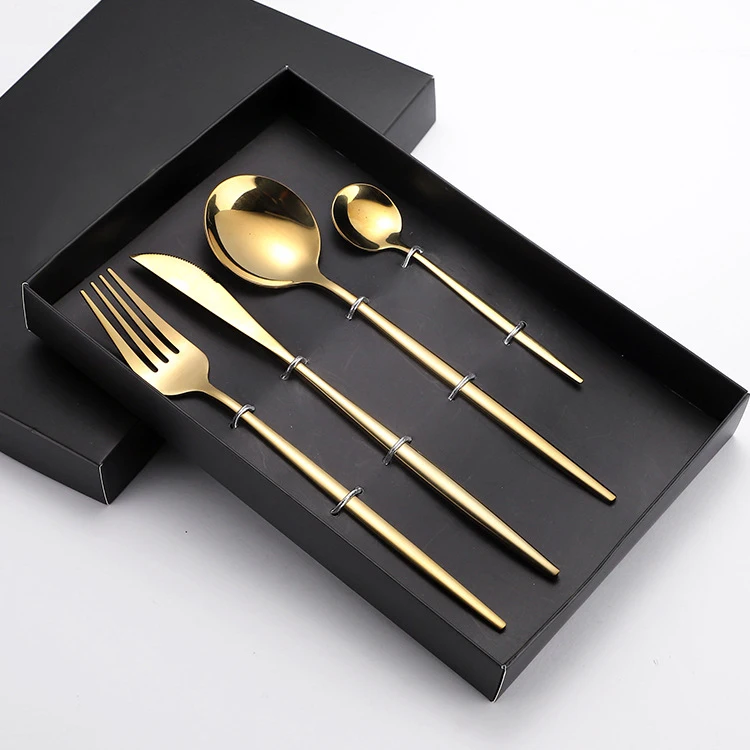 

New Style Spoon Fork Luxury Colorful Cutlery Flatware Set Kitchen Utensil Travel Silverware Steel Stainless Cutlery Set