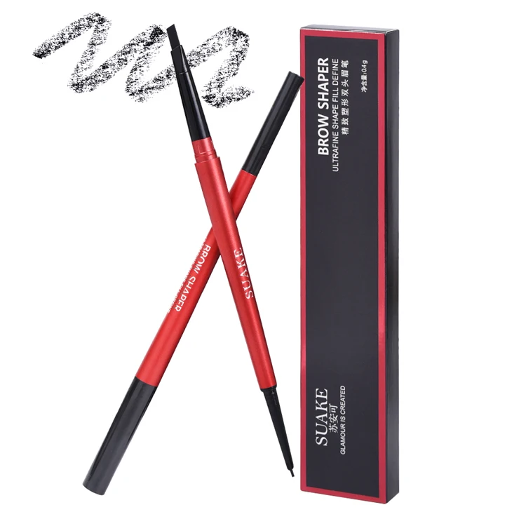 Long-lasting dark brow gray black retractable cosmetic art eyebrow pencil makeup double ended korea flat eyebrow pencil