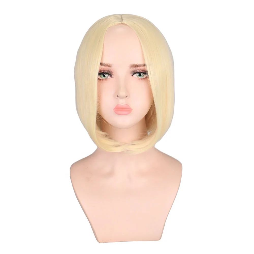 

Chemical Fiber High Temperature Silk Wig Women's Straight Short Hair Wig Mid-point Short Hair Wig, Picture