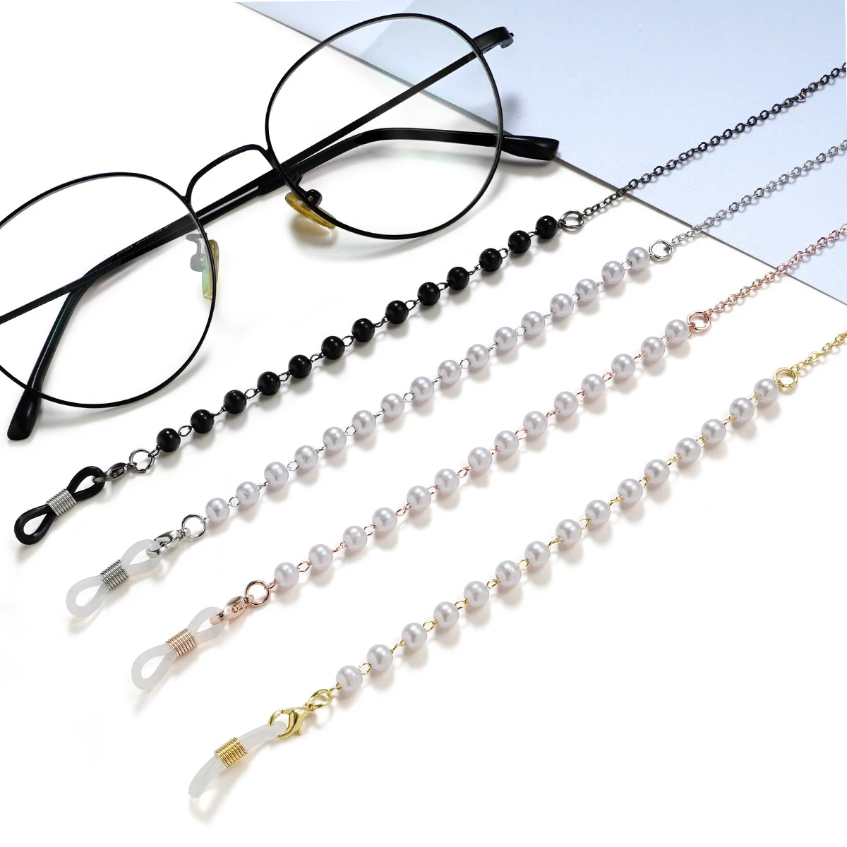 

2021 Pearl Glasses Chain Crystal Masking Strap Glass Bead Facemask Lanyard Sunglasses Chains Eyewear Necklace Eyeglass Retainer, As show
