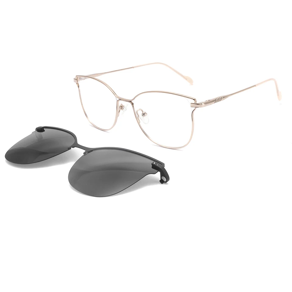 

2021 Women Clip on sunglasses 2 in 1 glasses frame popular eyewear cat eye optical frame, 5 colors