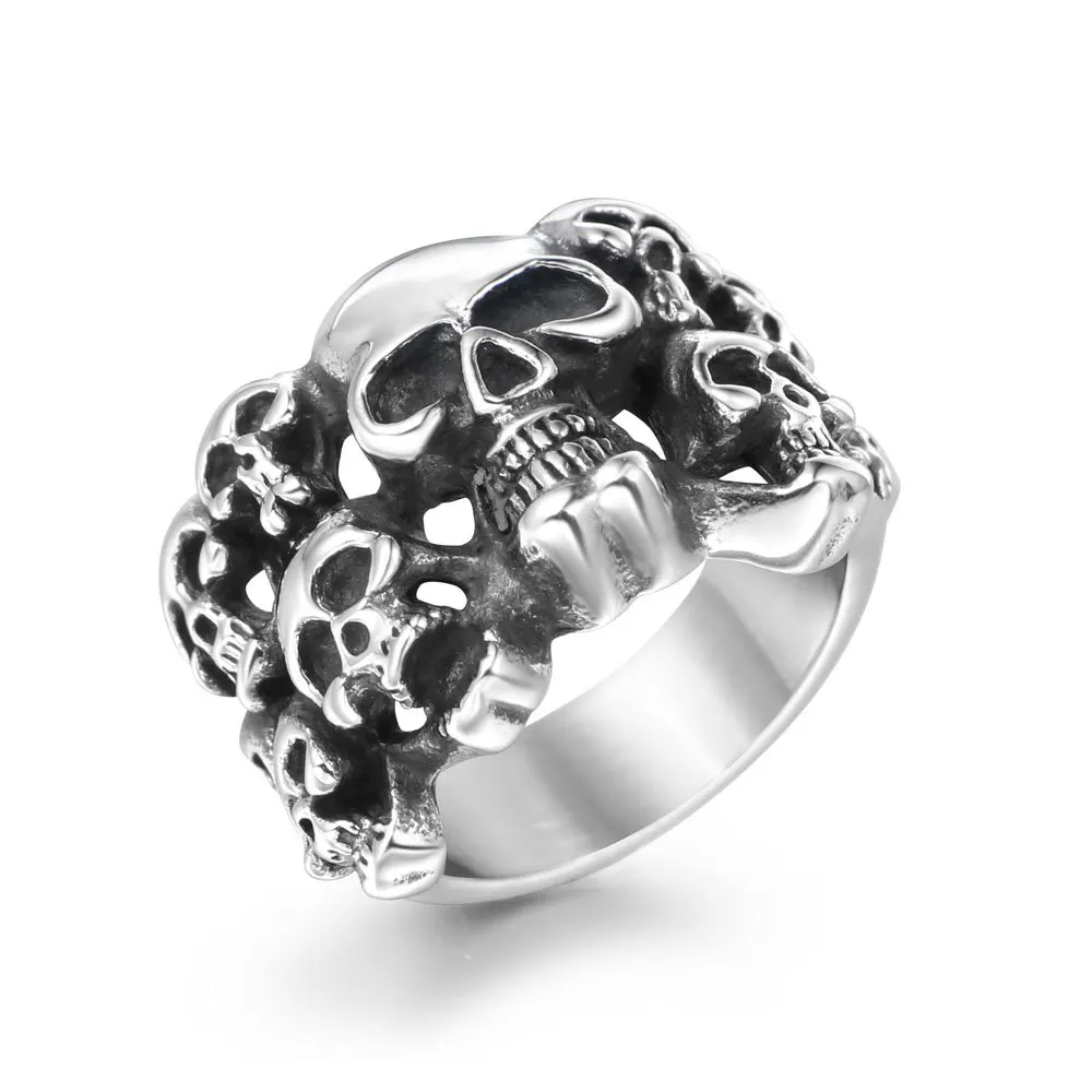 

punk unique multiple skull ring factory wholesale