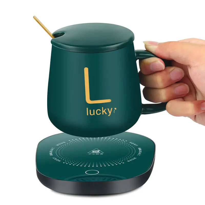 

USB 220V/110V 400Ml Coffee Cup Warmer Constant Temperature Gift Portable Electric Beverage Tea Cup Warmer Smart Temperature Mug, White,green