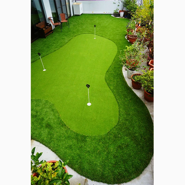 

13mm pile height PE curly putting turf green golf turf garen decoration lawn sample