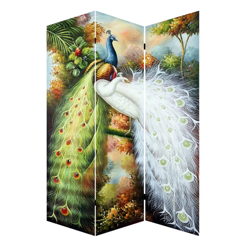 

WHOLESALE MOVABLE CANVAS FOLDING SCREEN 3 PANEL WOODEN SCREEN & ROOM DIVIDERS FOR MEETING AND HOME DECORATION, Picture show