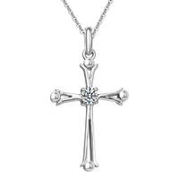 

Austria crystal 925 Sterling Silver cross religious pendant Necklace chain Wedding