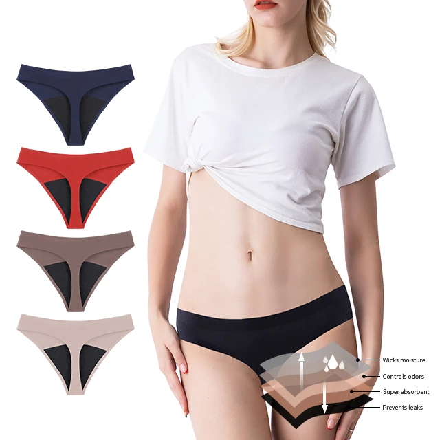 

Sexy Menstrual Panties For Women Ice Silk Thong Period Underwear New Fashion Lingerie Mid Rise Briefs S-2XL