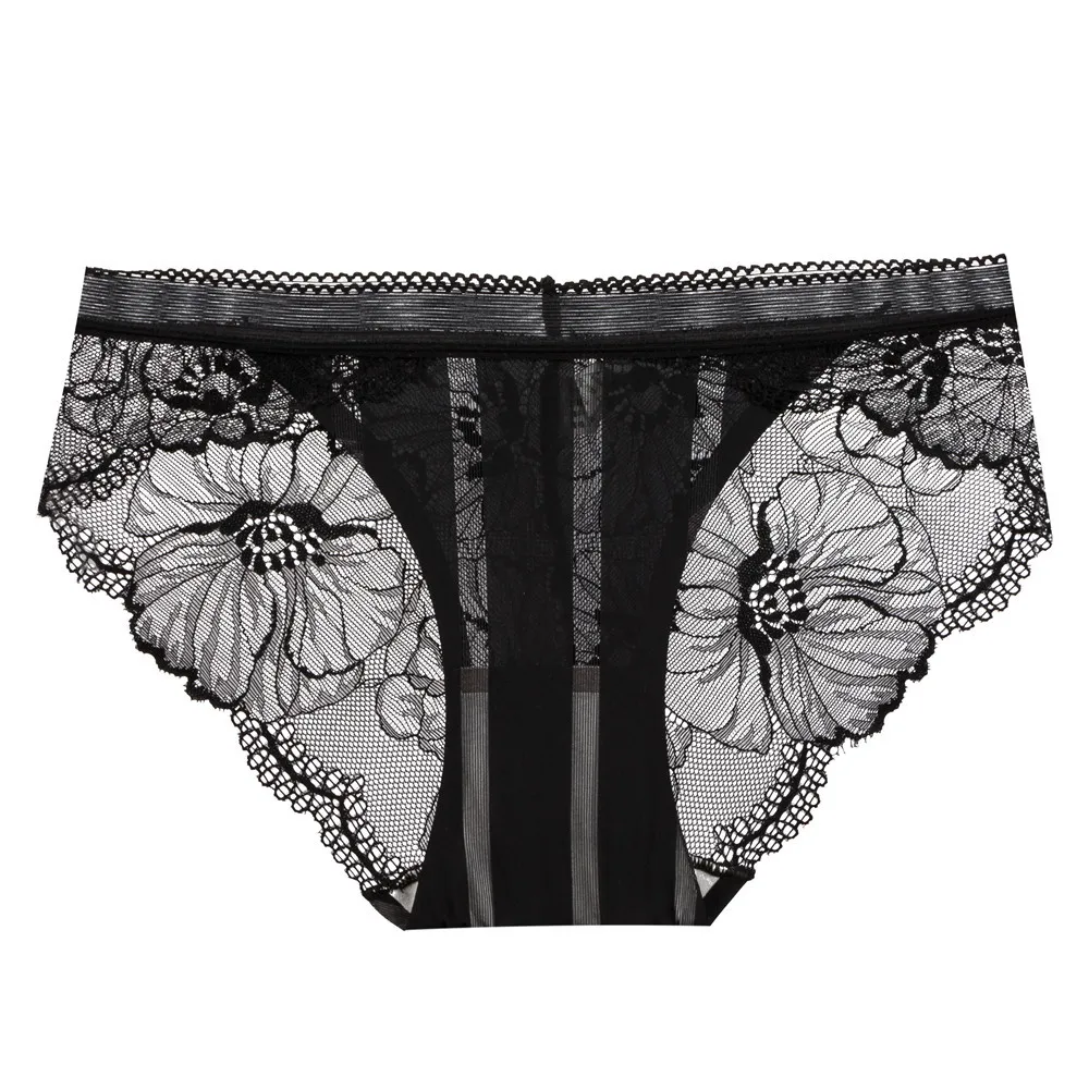 

Wholesale Soft Lace women's underwear Seamless sweet girls Panties low waist spandex nylon briefs solid ice silk lady's panties