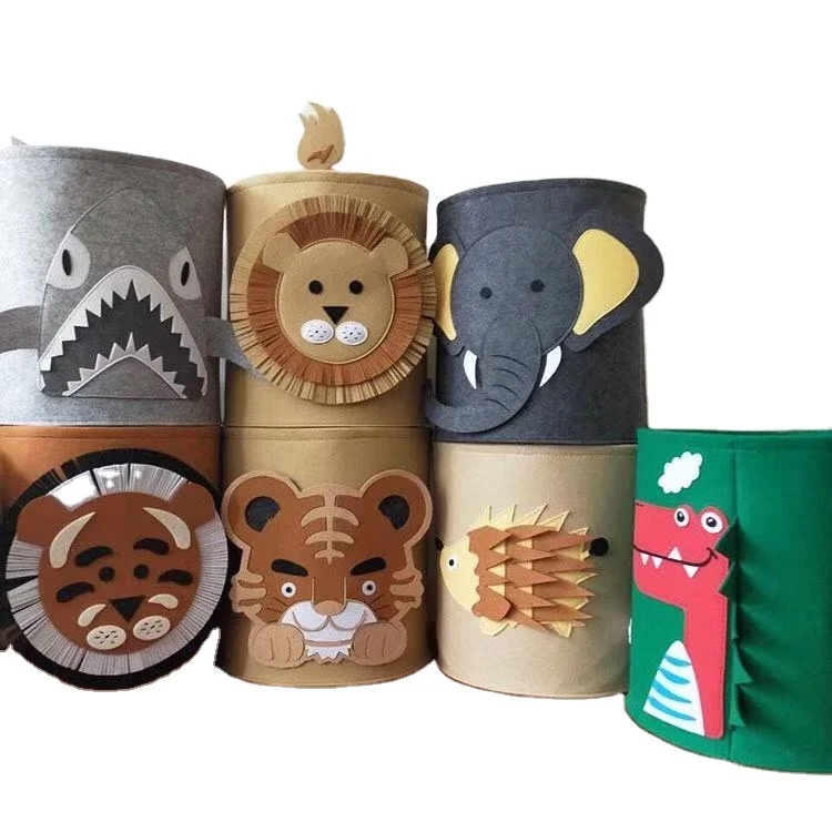 Felt Toy Laundry Kids Storage Basket With Cute Animal Design Without