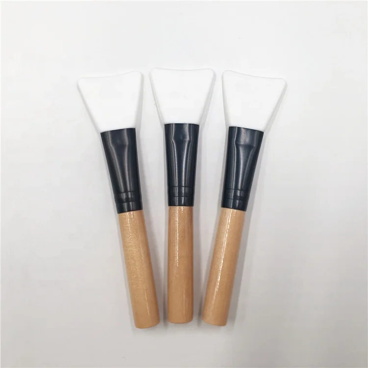 

Single Silicone Face Mask Brush Wood Short Handle Flat White Head Soft High Quality Beauty Accessories Private Label OEM ODM
