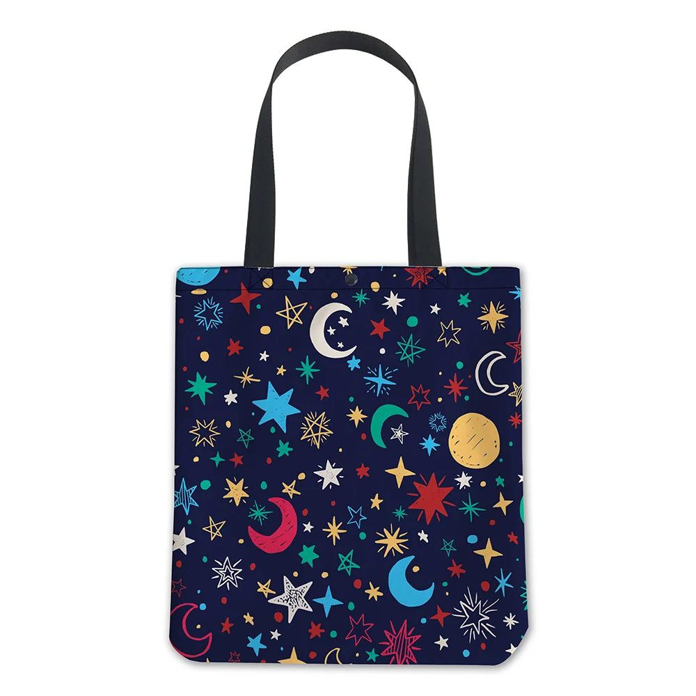 

2022 New Designer Fashion Starry Sky Sublimation Print Eco Friendly Foldable Reusable Tote Shopping Bag