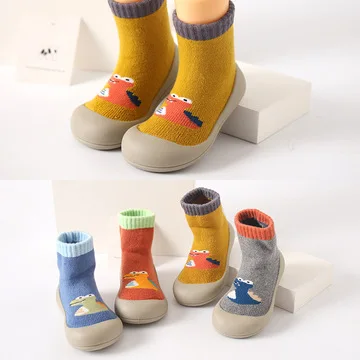 

Winter Autumn Baby Toddler Grip with Rubber Soles Non-Slip Flexible Animal Casual Shoes with Dinosaur Pattern