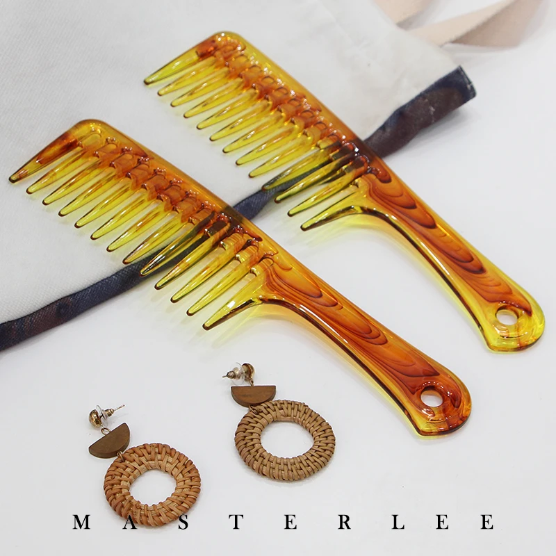 

Masterlee Custom Logo Transparent Amber Hair Wide Comb