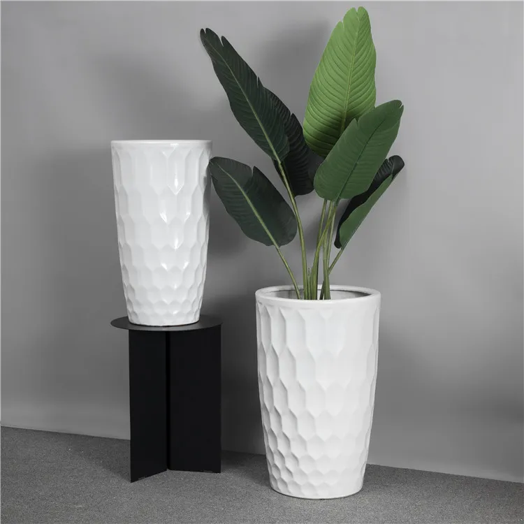 

Wholesale bulk indoor outdoor hotel decoration ceramic flower white pots for plants, White stone