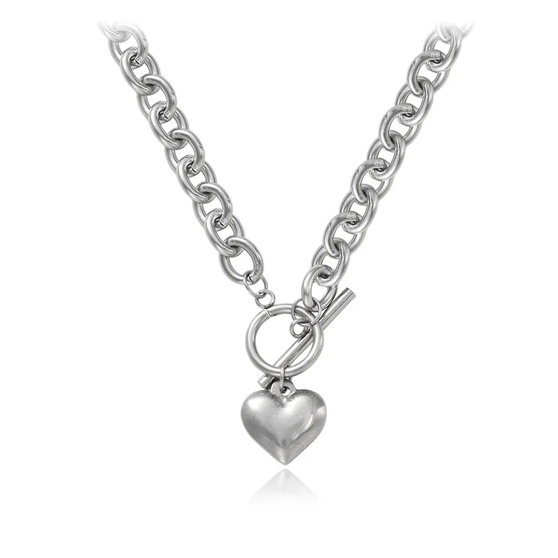 

innovative product ideas Simple OT buckle sweater chain peach heart necklace heart-shaped thick necklace women