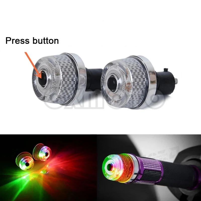 2 Pcs Motorcycle Decoration Colorful Flashing Light Handle Bar End Grip