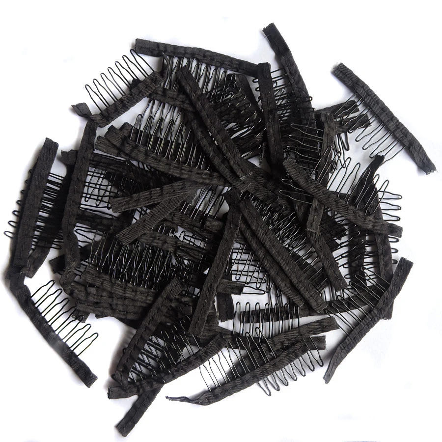 

Good Quality 7 Teeth Stainless Steel Wig Combs For Wig Caps Wig Clips For Hair Extensions Strong Black Lace Hair Comb