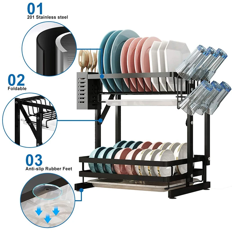 

amazon hot selling kitchen storage rack organizer sink dish dryer rack