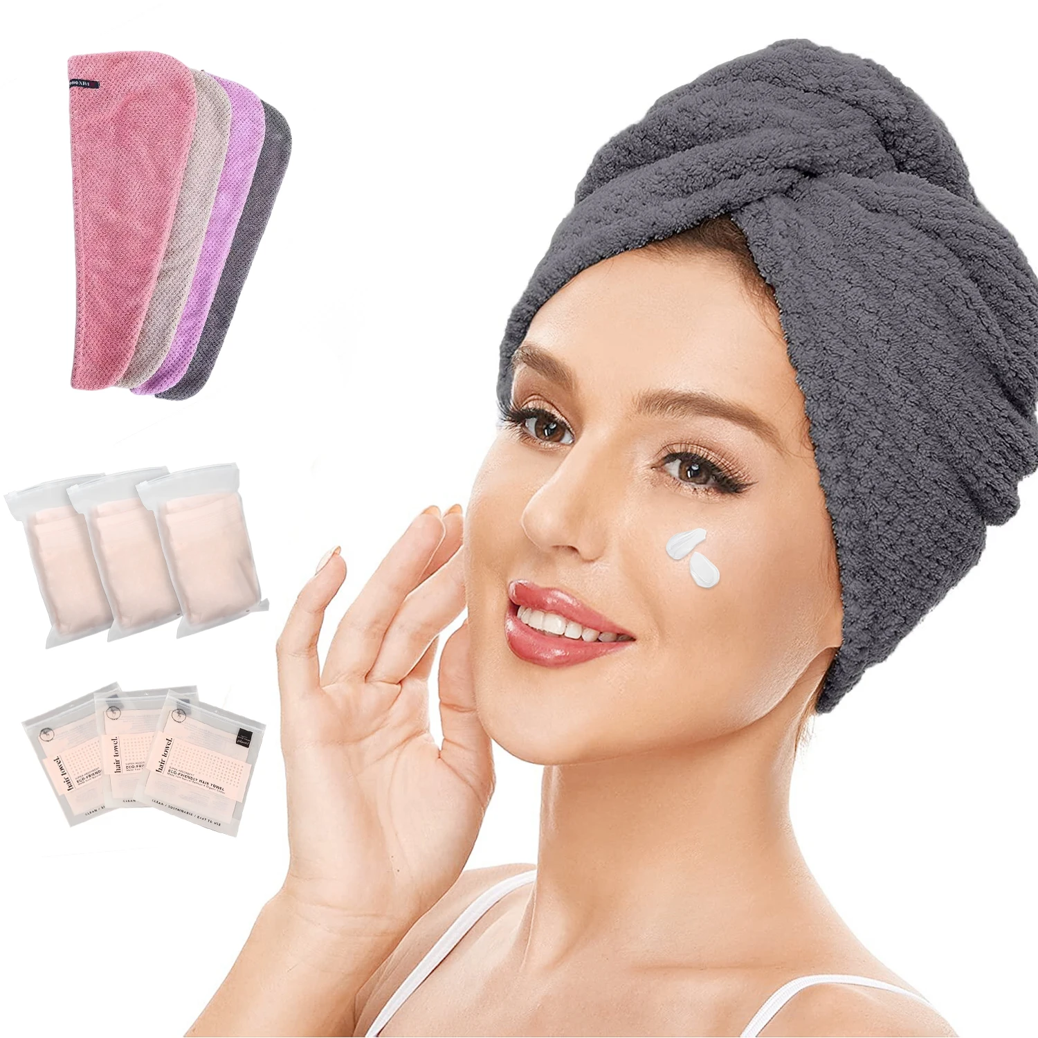 

Wholesale Fast Dry Lightweight Soft Drying Wrapped Absorbent Microfiber Hair Towels Wrap