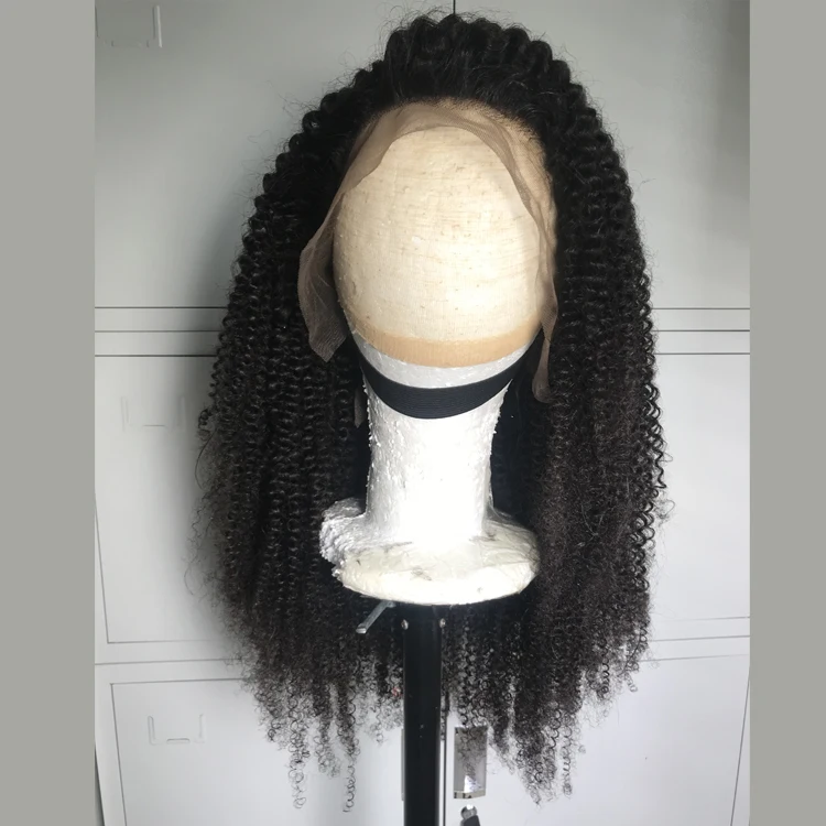 

Ready to Ship 180% density thick front lace wig in afro kinky curly, Natural color