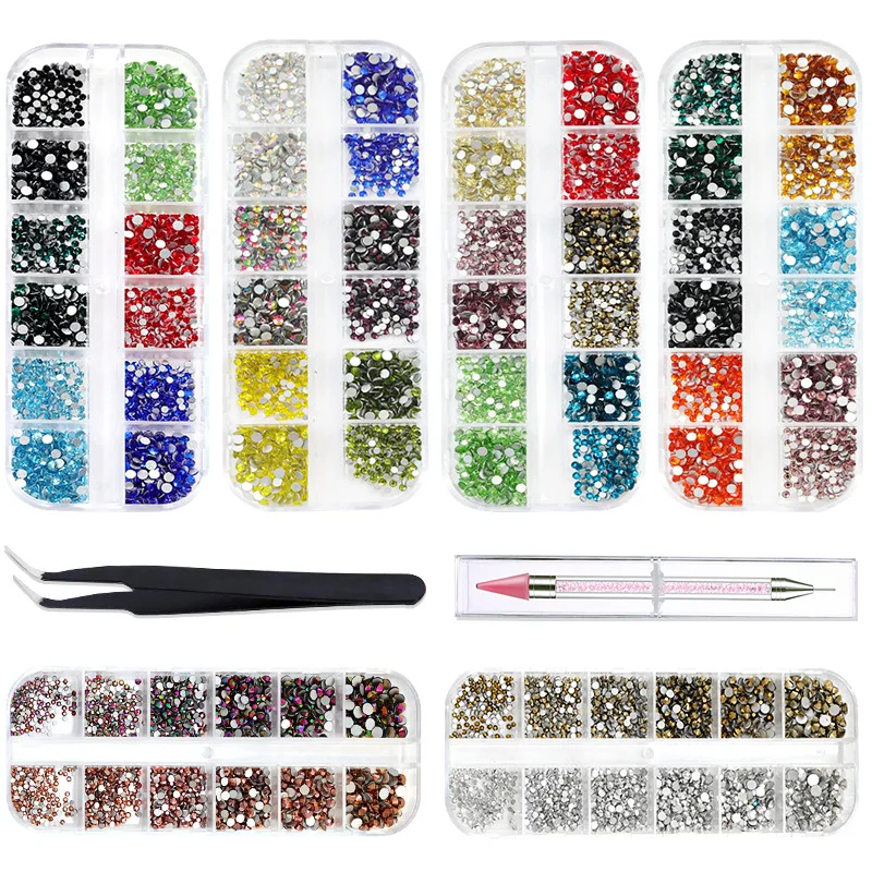 

Luxury 3D Crystal AB Shimmer Colors Rhinestones Set With Pick Tools Nails Accesories Salon Professional Products Nail Tools, White,silver,ab,gold,rose gold,colorful,etc