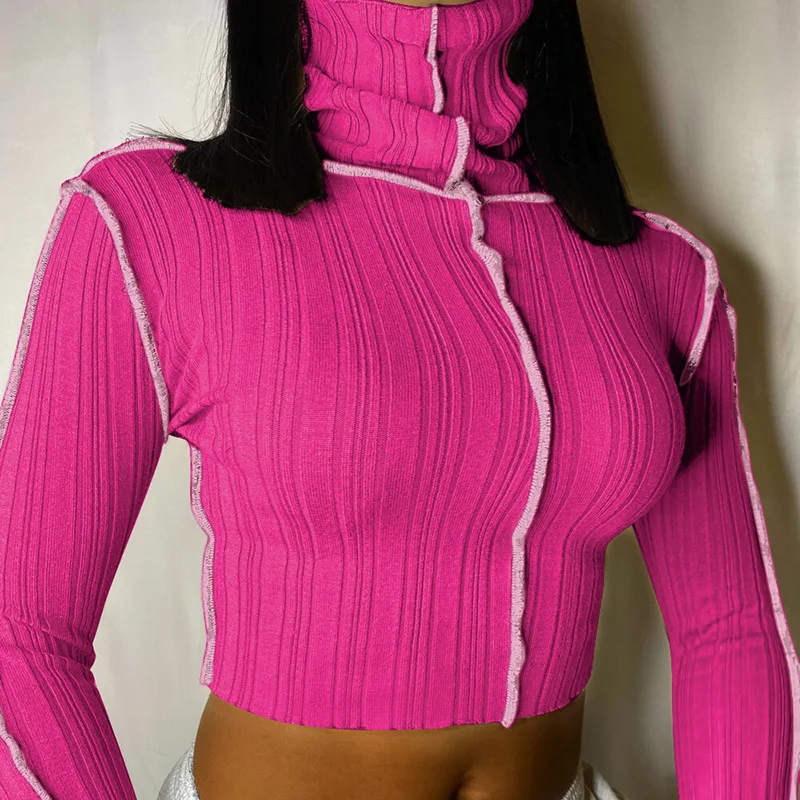 

FS1994D 2021 new arrivals women Long sleeve Blouses high collar T shirts