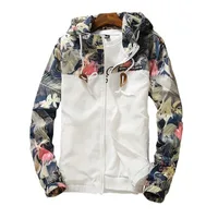 

Floral Jacket 2019 Autumn Mens Hooded Jackets Slim Fit Long Sleeve Trendy Windbreaker Coat