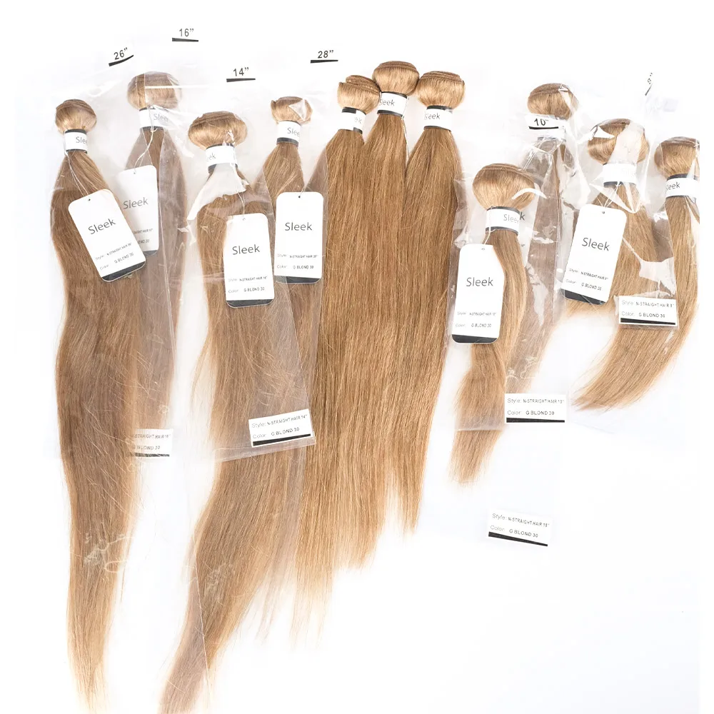 

Sleek free sample Raw unprocessed honey blonde cuticle aligned cheap 10a straight weave 100% brazilian human hair bundles