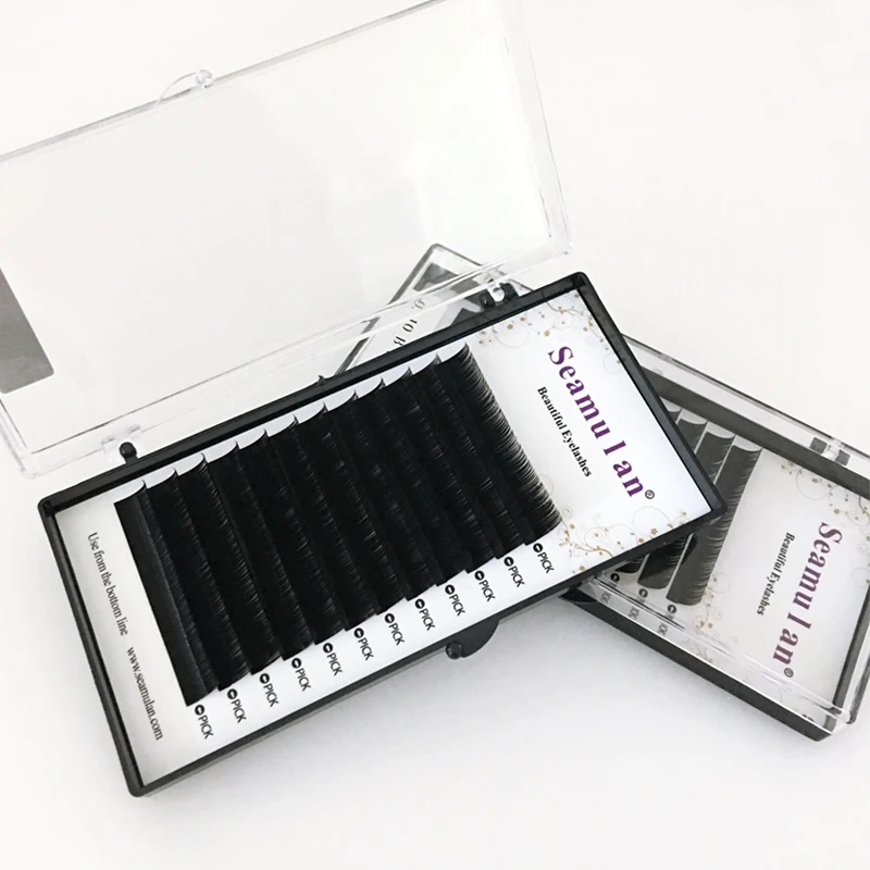 

All Size Lashes Extensions Individual Lash Silk Mink Custom Packaging Eyelash Extension, Natural black