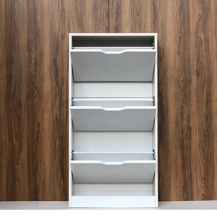 
Space-saving Melamine Shoe Storage Cabinets Modern Design White 3 Tier Wood Shoes Racks 