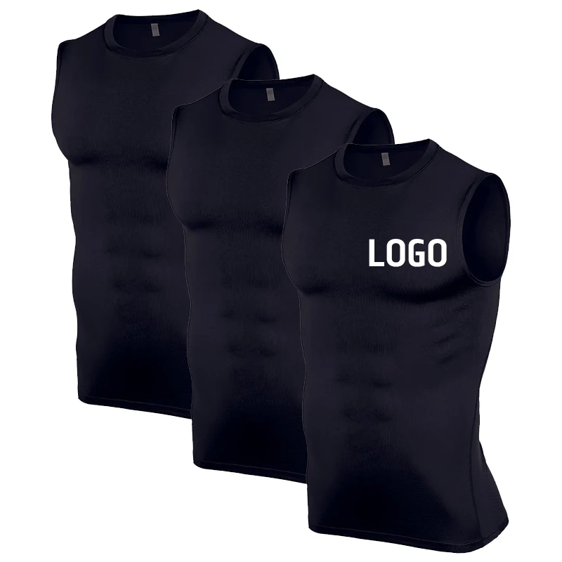 

High Quality Men Compression Base Layer Sleeveless Tank Top Quick-drying Sports Gym Under Black Shirt