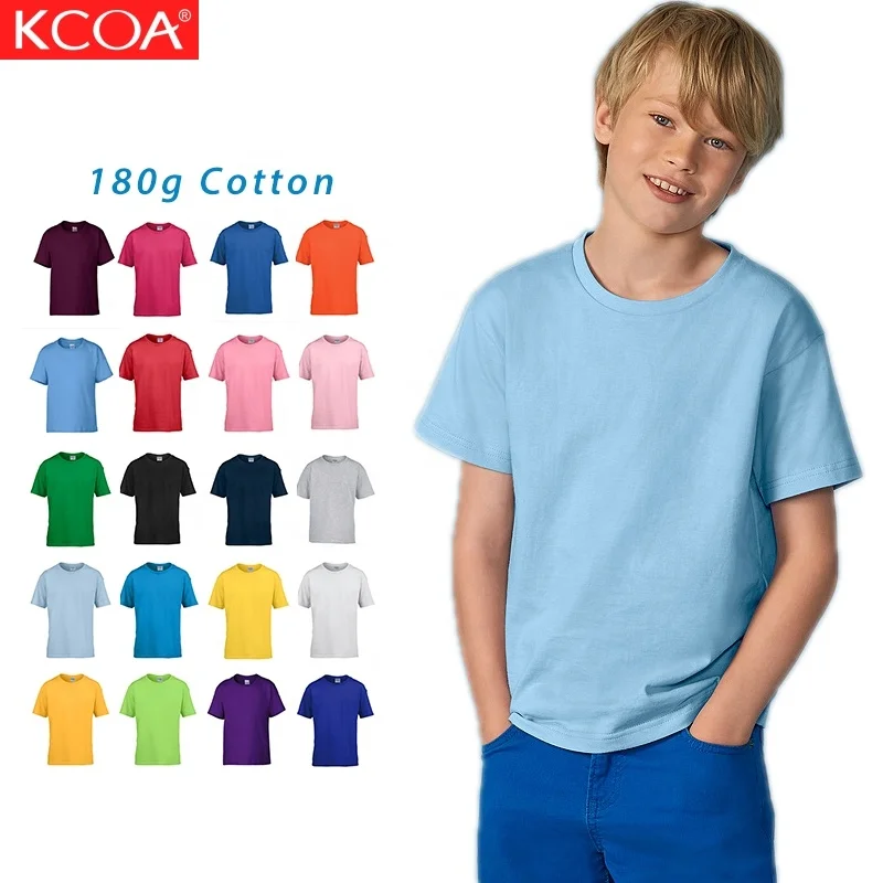 

Ready To Ship Summer Blank Color 100% Cotton Short Sleeve Breathable Kids Tshirt For Boy