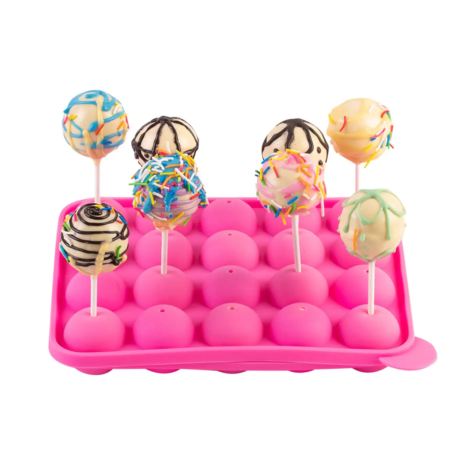 

454 Pieces Baking Tools Set Cake Display Stand Decoration Round Ball Candy Chocolate Cake Pop Mould Silicone Lollipop Mold Set