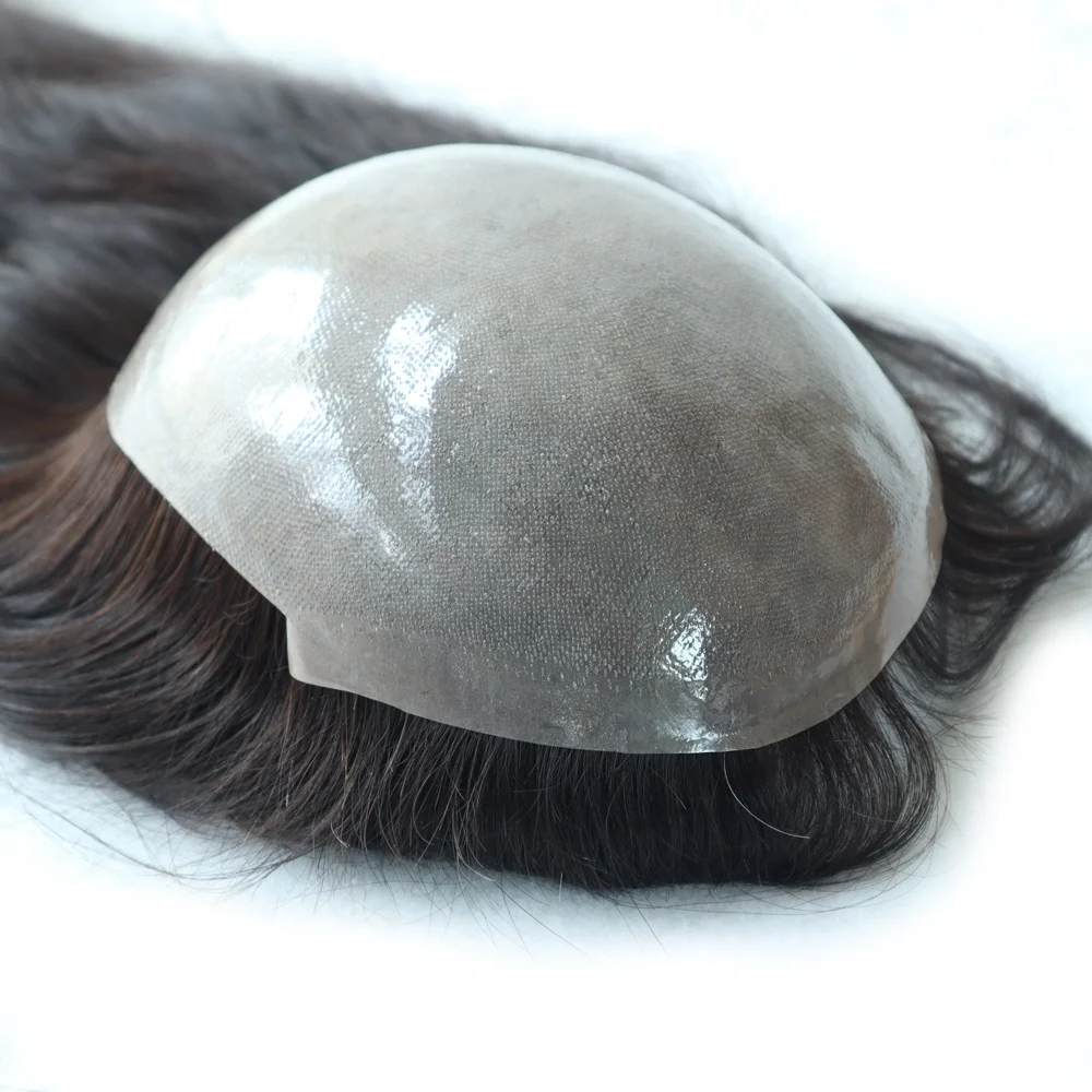 

Stock 14" 16" All Injection Poly Skin Base Women Toupee Remy Chinese Human Hair Topper