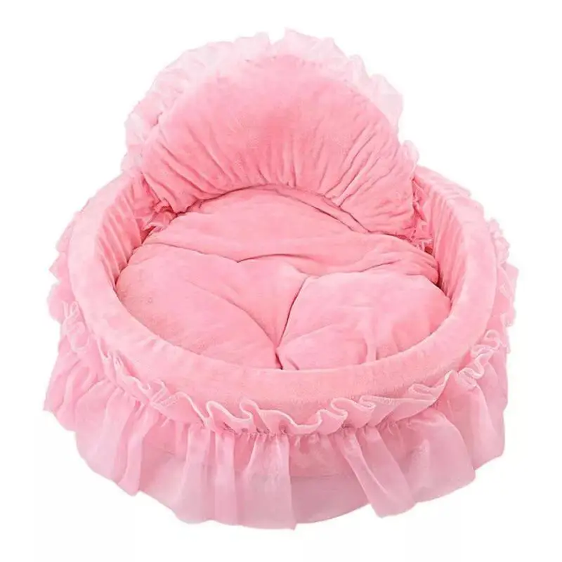 

round plush dog beds luxury pet bed for dog Pet nest cat deep sleep plush round kennel Teddy cat soft dog bed mat, Picture