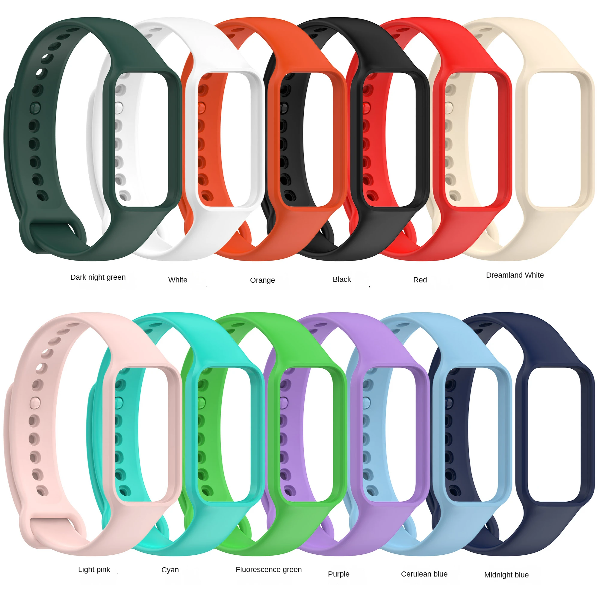 good quality genuine smart soft silicone solid watch case strap for Redmi band 2  mi band 8 active