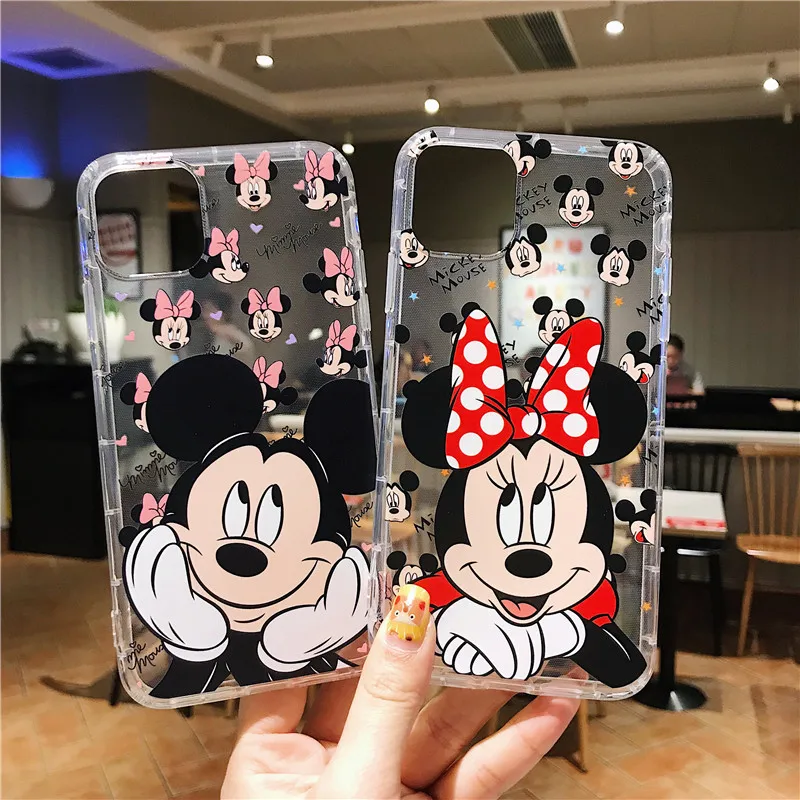 

Soft Transparent TPU Shockproof Mickey Minnie Protective Cover For Iphone 13 12 11 Pro Max XR X XS Cartoon Design Silicone Case