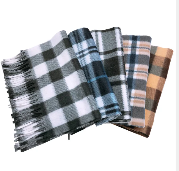 

2020 Thickened double-faced velvet plaid men's scarf tassel autumn winter style large grid scarf, Multi colors