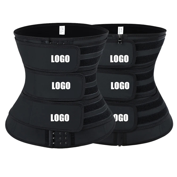 

New Custom Logo Compression Adjustable 3 Belt Women Tummy Control Workout Back Support Waist Trainer Latex, As show