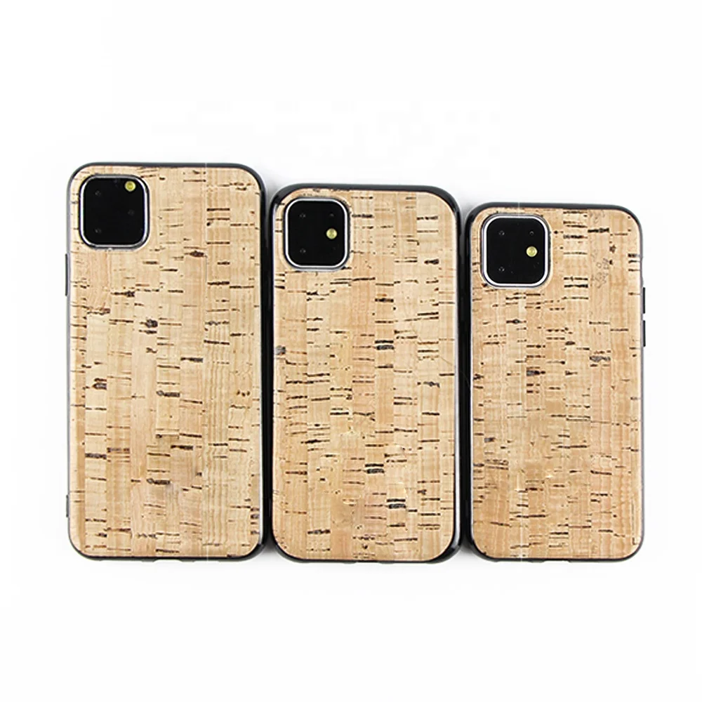 

Eco Friendly Soft TPU Frame Cork Wood Phone Case For iPhone 11 Pro Max, Customized