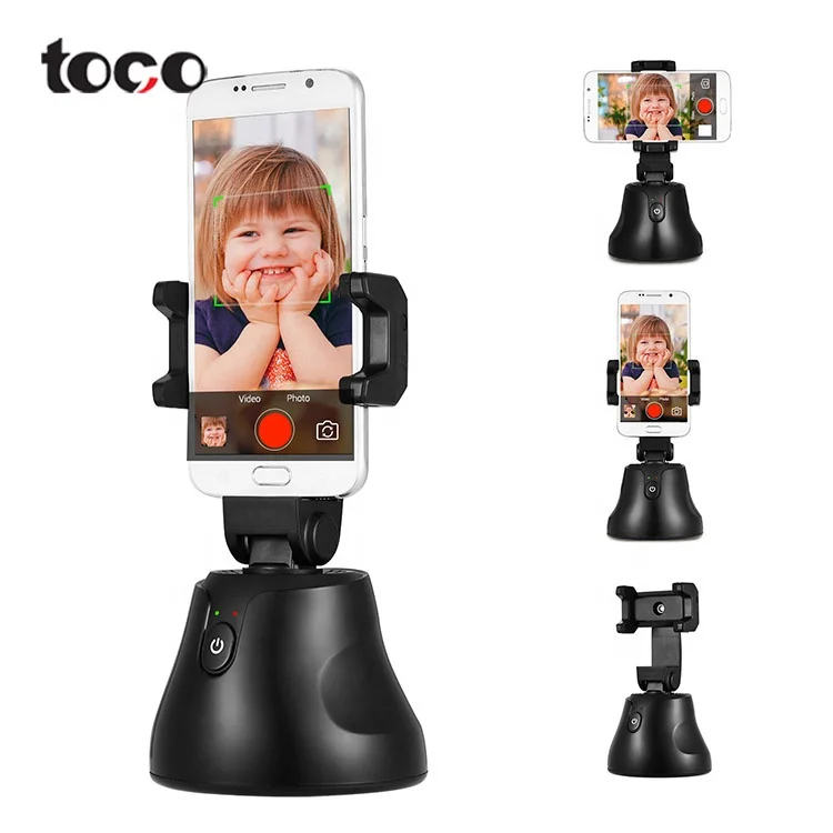 

toco portable auto Smart shooting face tracking rotation selfie stick 360 rotation phone, Black white pink